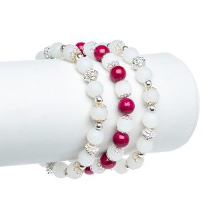 Frosted White Bead Stretch Bracelet
