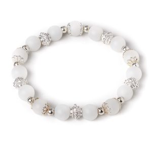 Frosted White Bead Stretch Bracelet