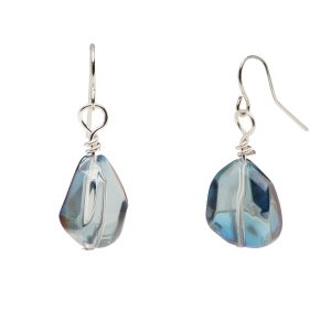 Blue Luster Glass Nugget Earrings