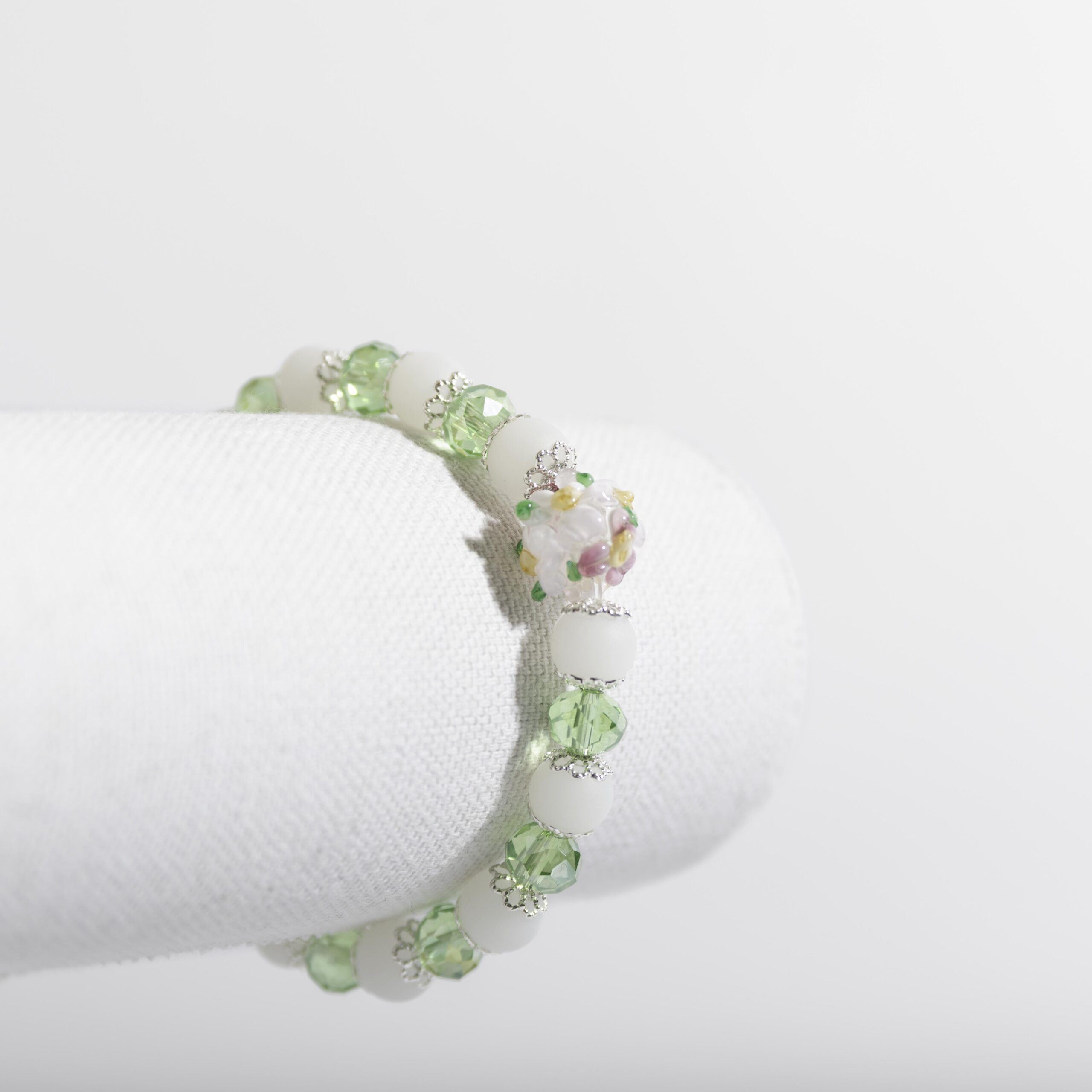 Green Floral Crystal Stretch Bracelet