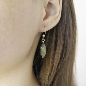 Gold and Green Seashell Earrings