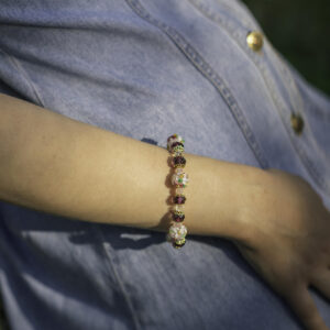 The Purple Floral Big Bead Stretch Bracelet