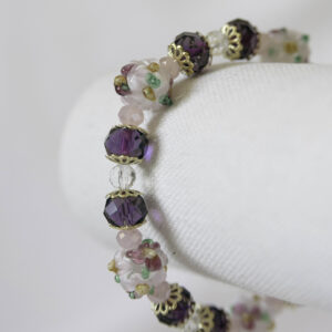 The Purple Floral Big Bead Stretch Bracelet