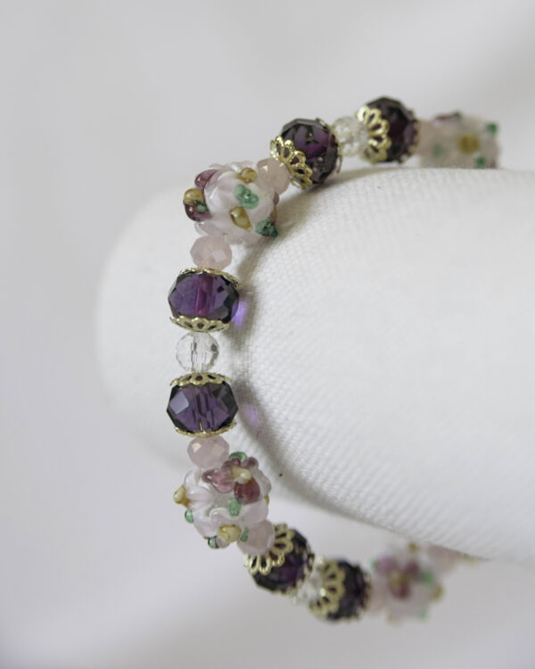 The Purple Floral Big Bead Stretch Bracelet - Image 2