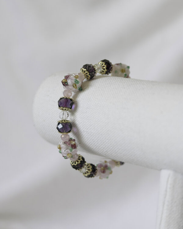 The Purple Floral Big Bead Stretch Bracelet - Image 3